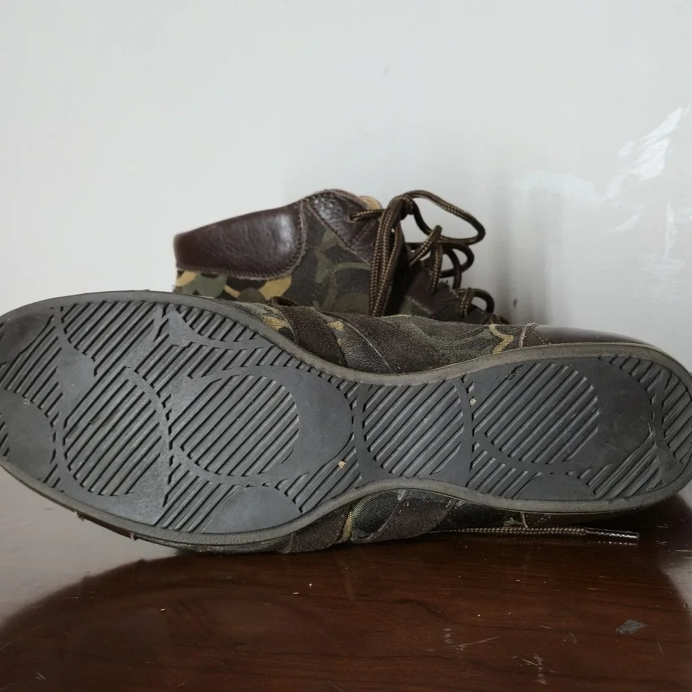 Coach Hammond 9.5D Signature C High Top Sneakers Brown Monogram Leather Chukka